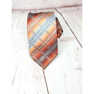 Sparks Multicolored Poly Colorful John Sparks Designer Silver Peach Stripe Tie